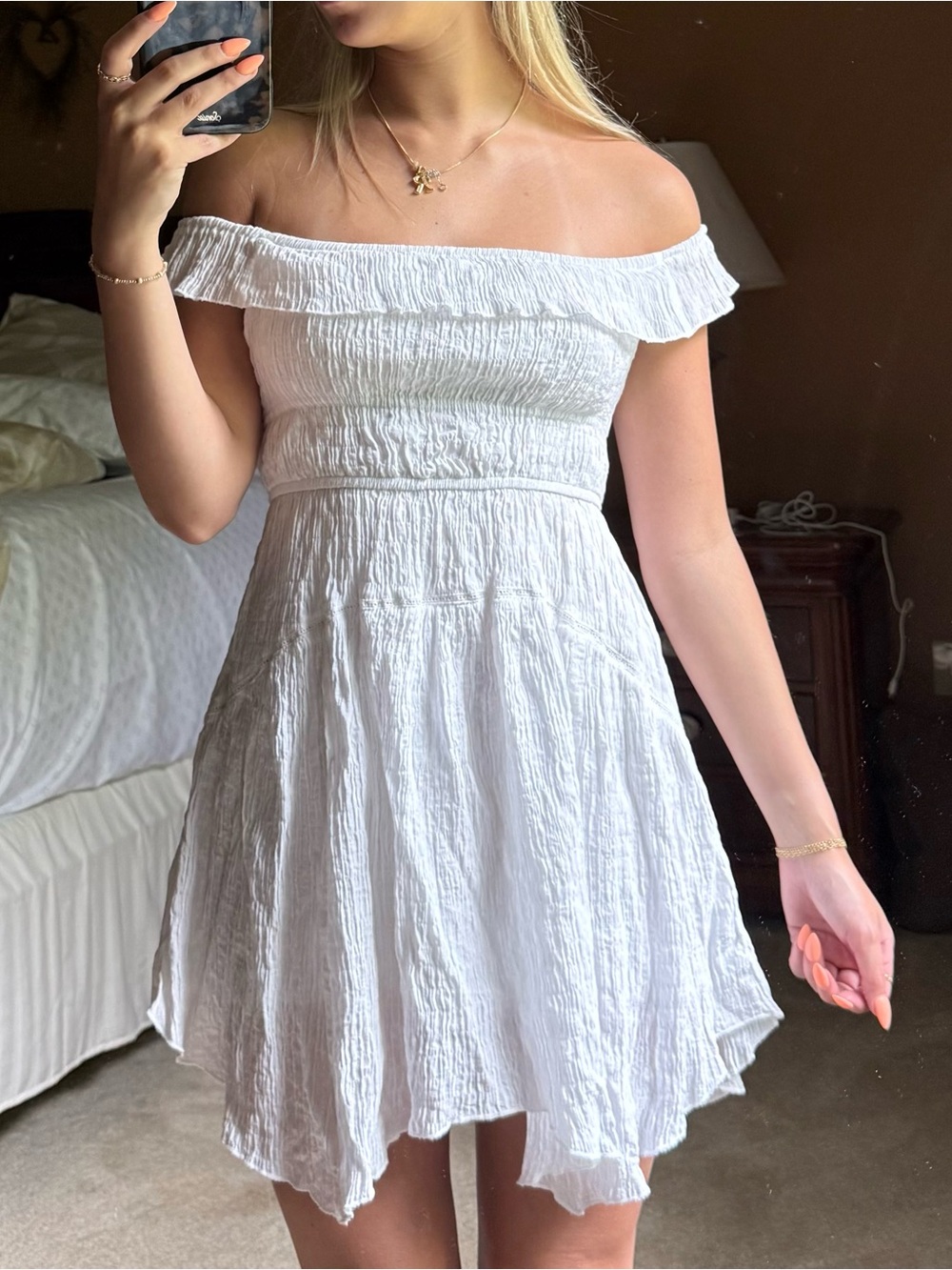 Urban Outfitters White One-Shoulder Ruffle Summer Dress